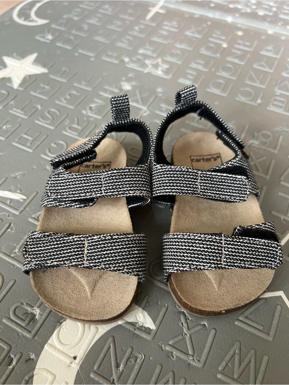 Carter's Black & White Textured Strap Toddler Sandals